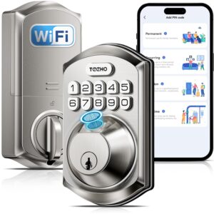 Cerradura Inteligente WiFi para Exterior con Huella y Teclado | App + Alexa/Google | IP55 | Níquel satinado